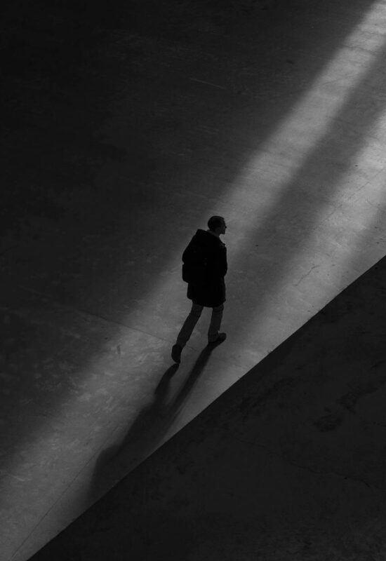 man walking on floor