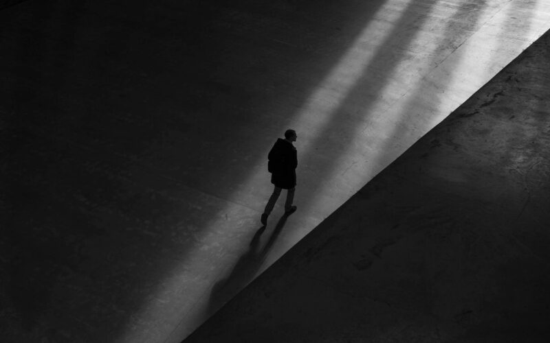 man walking on floor